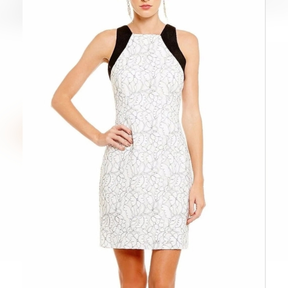 Belle Badgley Mischka Sadie Dress Lace Mesh Size 8 Holiday Formal Party Dress